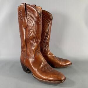 LUCCHESE Size 9 Brown Leather Pull On Boots
